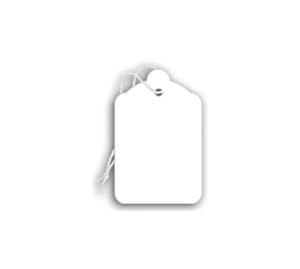 Plain White Hanging Tags With String Attached 1 3/8" x 2 1/8"